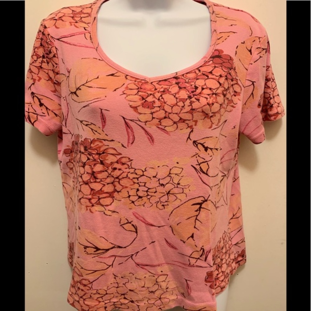 Gloria Vanderbilt Womens Pink Floral Top Size M